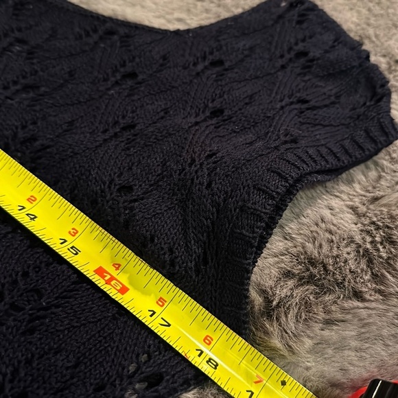 A.P.C. Tank Shell Cotton Navy Top  Open  Knit Scoop Neck SIZE medium - Picture 8 of 10